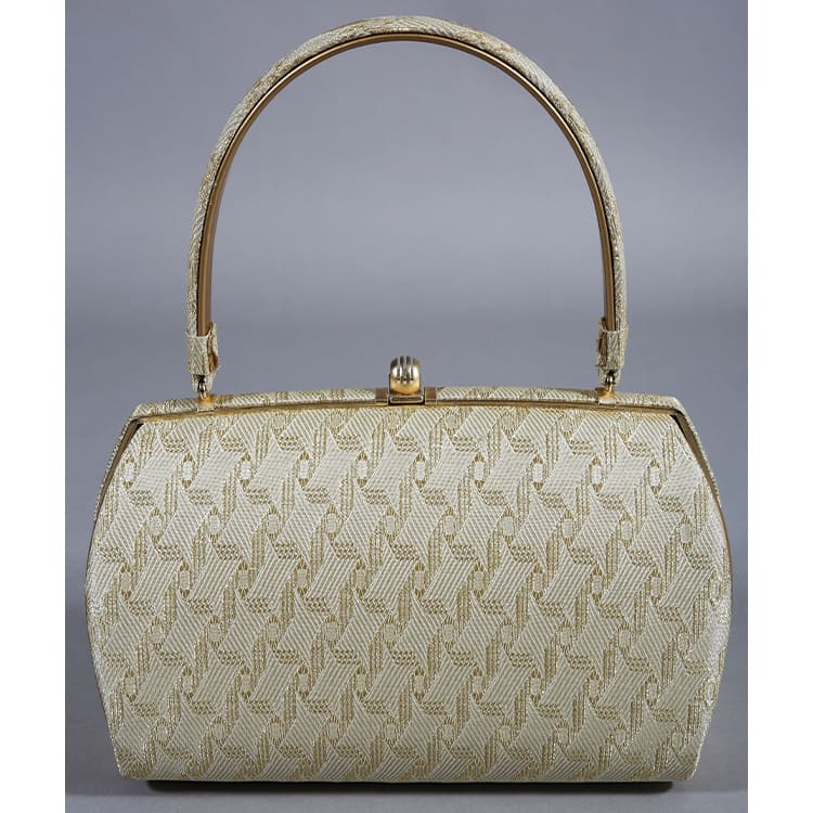 草履バッグ　ゴールド　星の割付文様