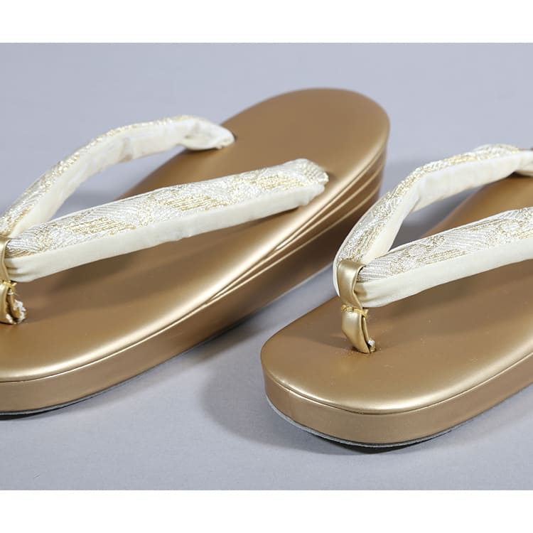 草履バッグ　ゴールド　星の割付文様