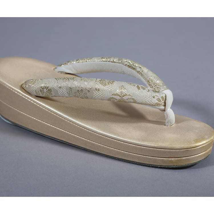 草履バッグ　ゴールド　花菱