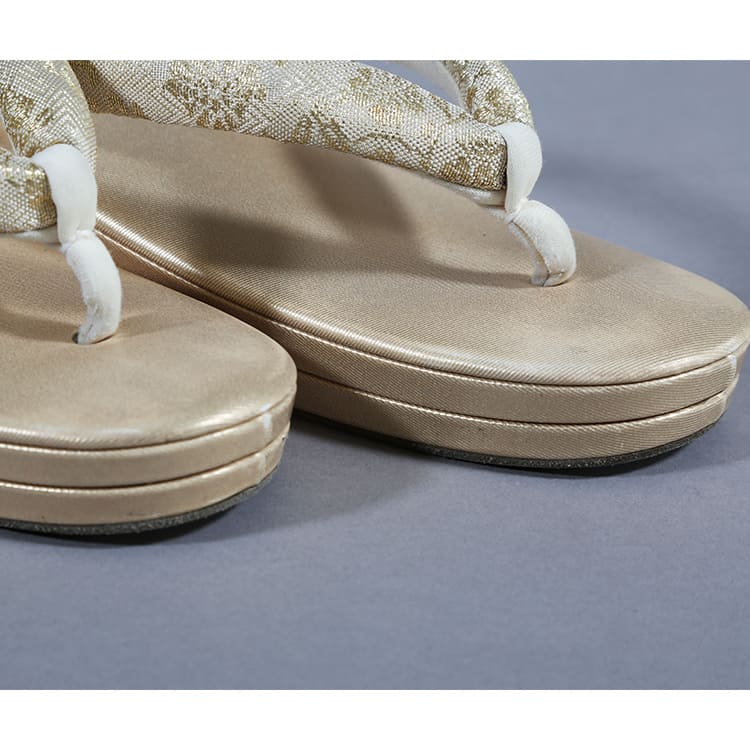 草履バッグ　ゴールド　菱に桜