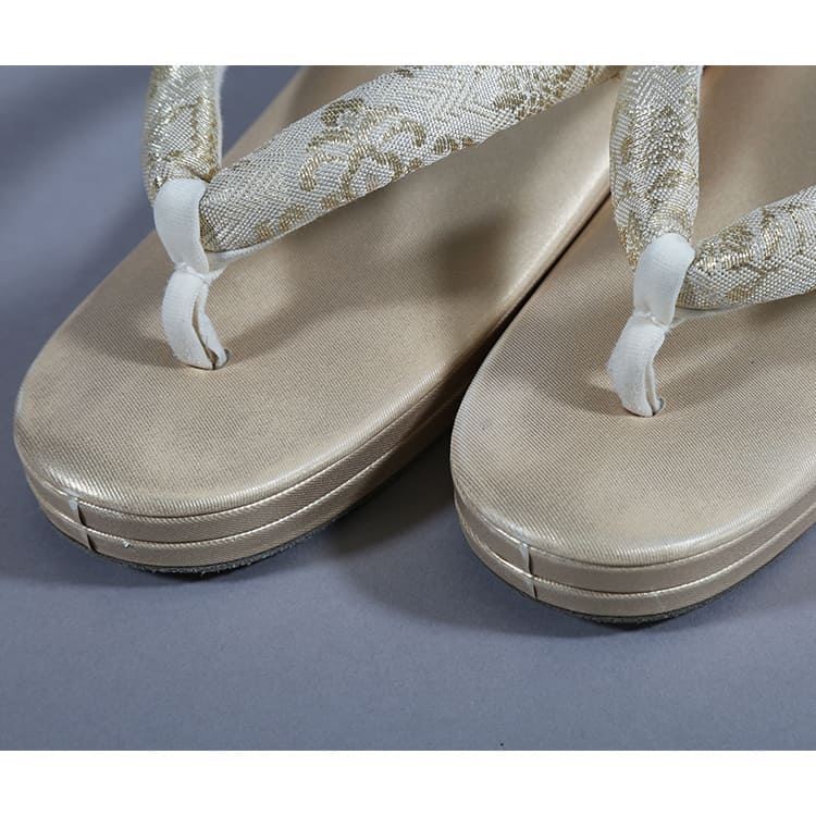 草履バッグ　ゴールド　菱に桜