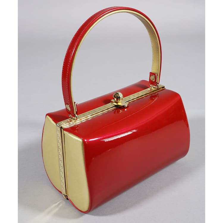 草履バッグ　赤と金