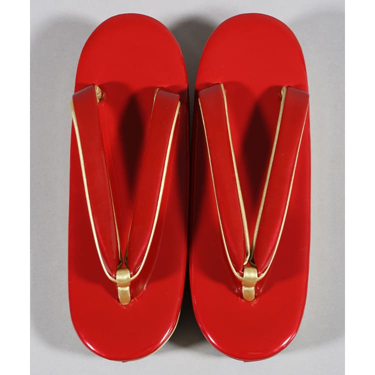 草履バッグ　赤と金