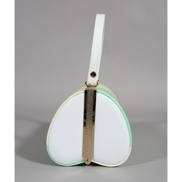 草履バック　緑とクリーム色