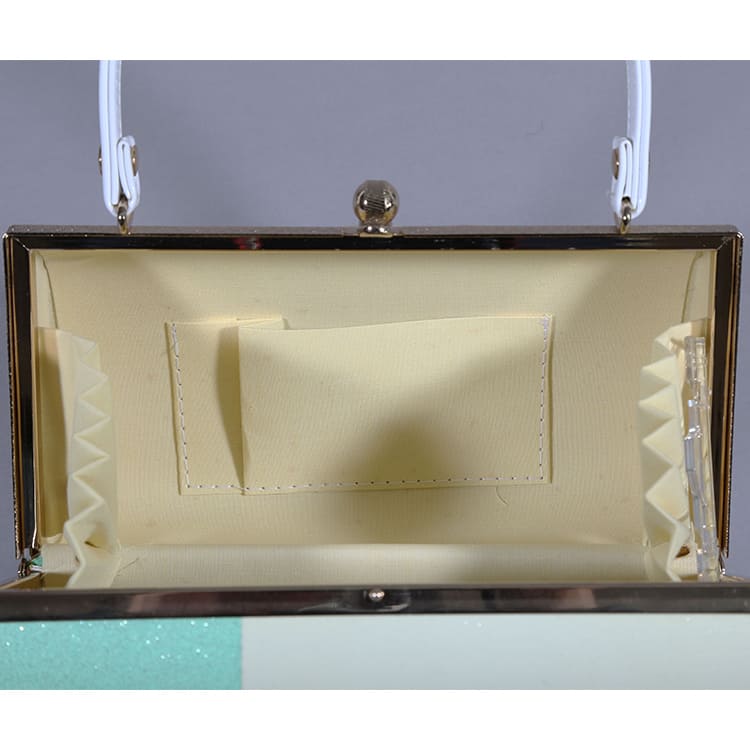 草履バック　緑とクリーム色