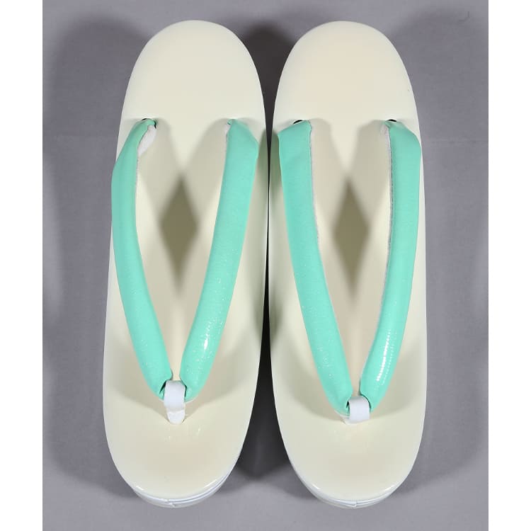 草履バック　緑とクリーム色