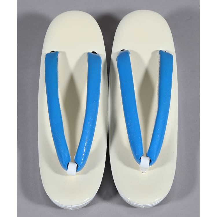 草履バック　青とクリーム色