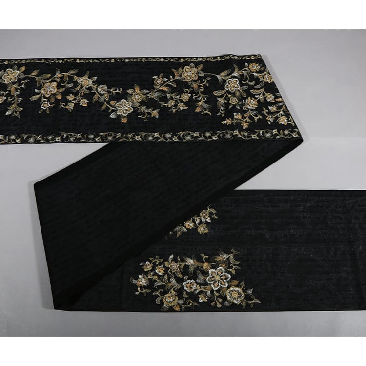 黒地おしゃれ袋帯　オールシーズン用