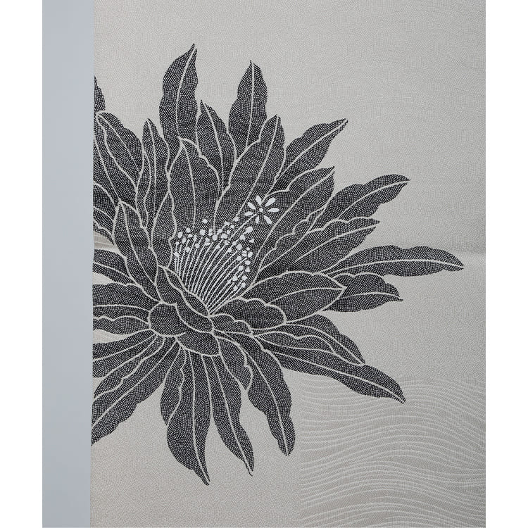 白地袋帯　一道　月下美人