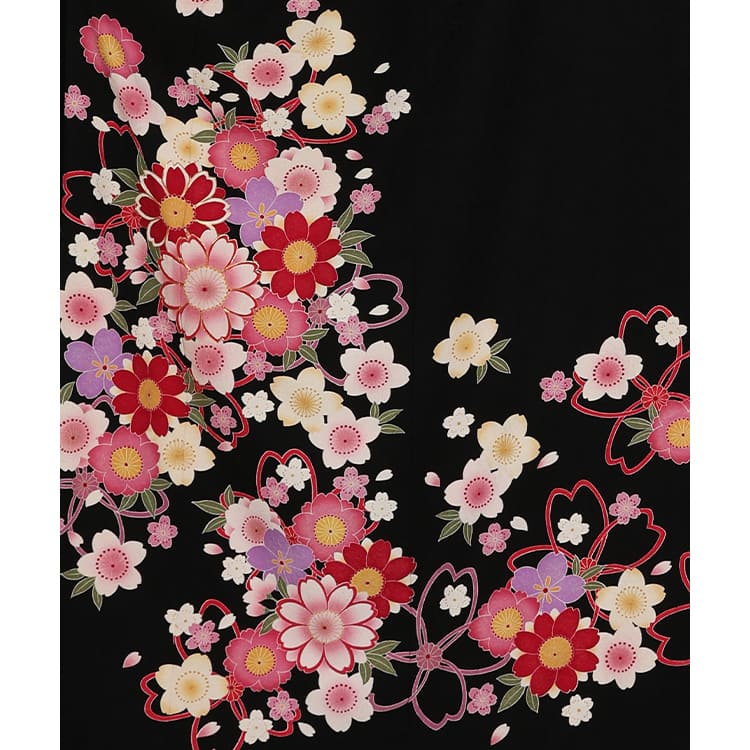 黒地にいくつもの桜