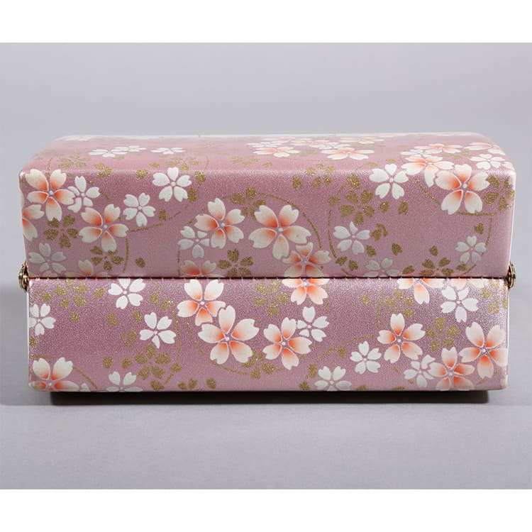草履バッグ　クリームと薄紫　金彩の小桜