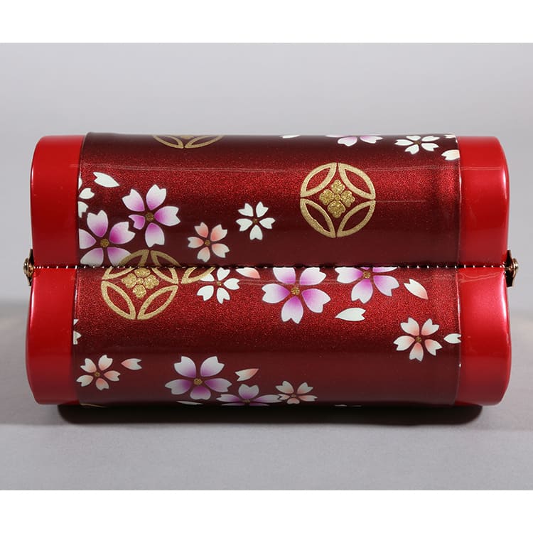 草履バッグ　えんじ　桜と七宝