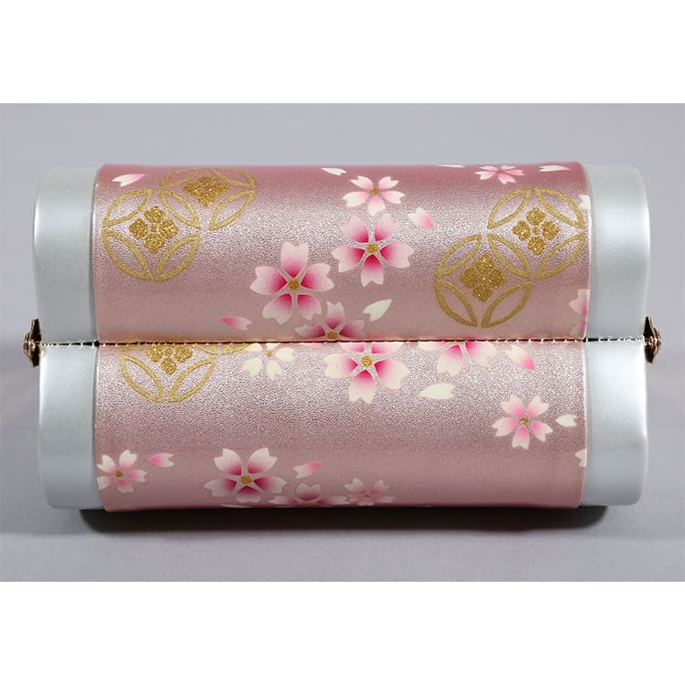 草履バッグ　紅とピンク　桜と七宝