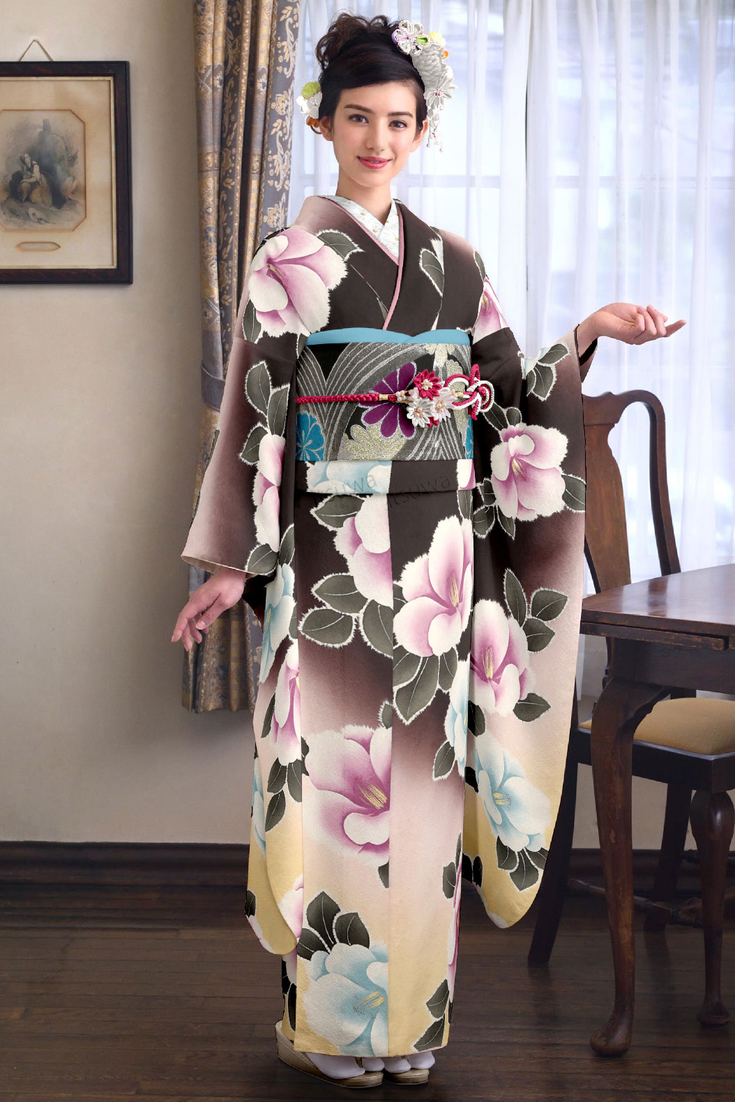 墨黒　クリーム　椿