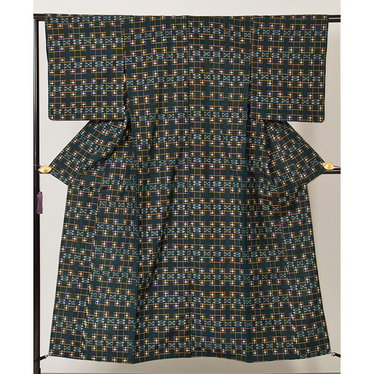 藍鉄色琉球絣 米沢紬の通販・販売きもの相談窓口安い中古