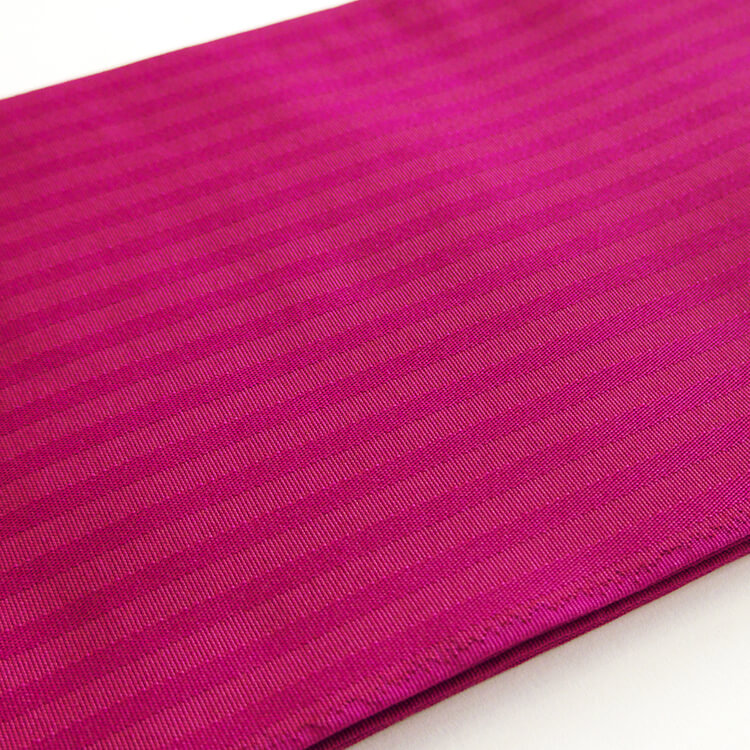 両面使える半幅帯　ピンク市松柄/赤紫のストライプ柄
