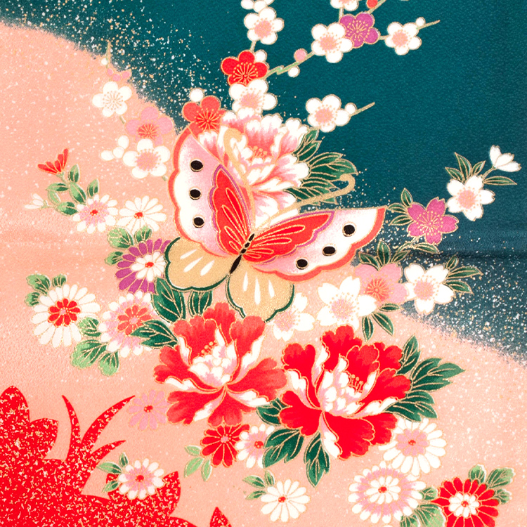 7歳女の子の着物 花と蝶